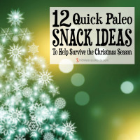 Christmas tree with text 12 Quick Paleo Snack Ideas