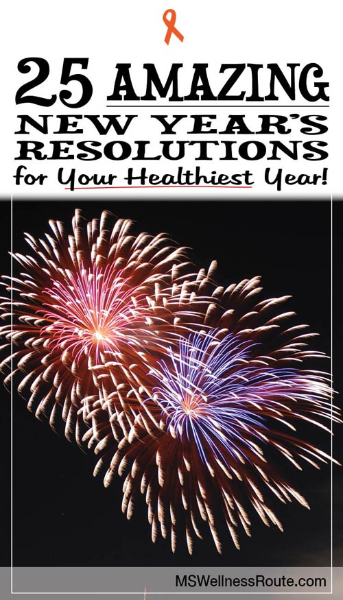 Fireworks with headline: 25 Amazing New Year's Resolutions