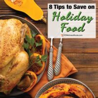 Turkey table setting with overlay: 8 Tips to Save on Holiday Food