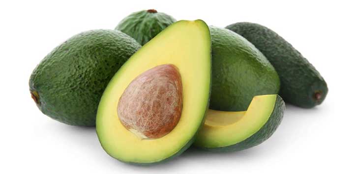 Four whole avocados pllus one half with seed.