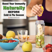 Woman squeezing a lemon into a smoothie with overlay: Boost Your immunity Naturally