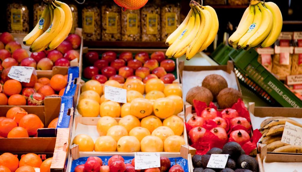 Colorful fruit at a market.