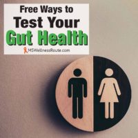 Men and women's bathroom sign with overlay: Free Ways to Test Your Gut Health