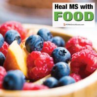 A bowl of berries with overlay: Heal MS with food