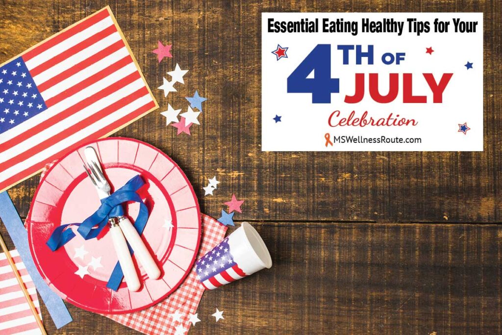 4th of July decorations with overlay: Essential Eating Healthy Tips for Your 4th of July Celebration