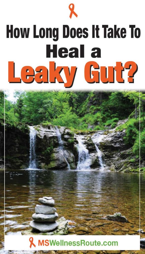 Waterfall in the forest with headline: How long does it take to heal a leaky gut?