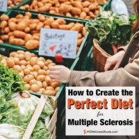 Woman shopping for veggies with overlay: How to Create the Perfect Diet for MS