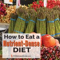 Farmers market with different produce with overlay: How to Eat a Nutrient-Dense Diet