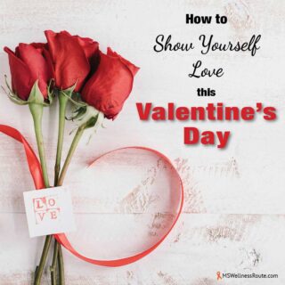 Red roses with red ribbon with overlay: How to Show Yourself Love this Valentine's Day