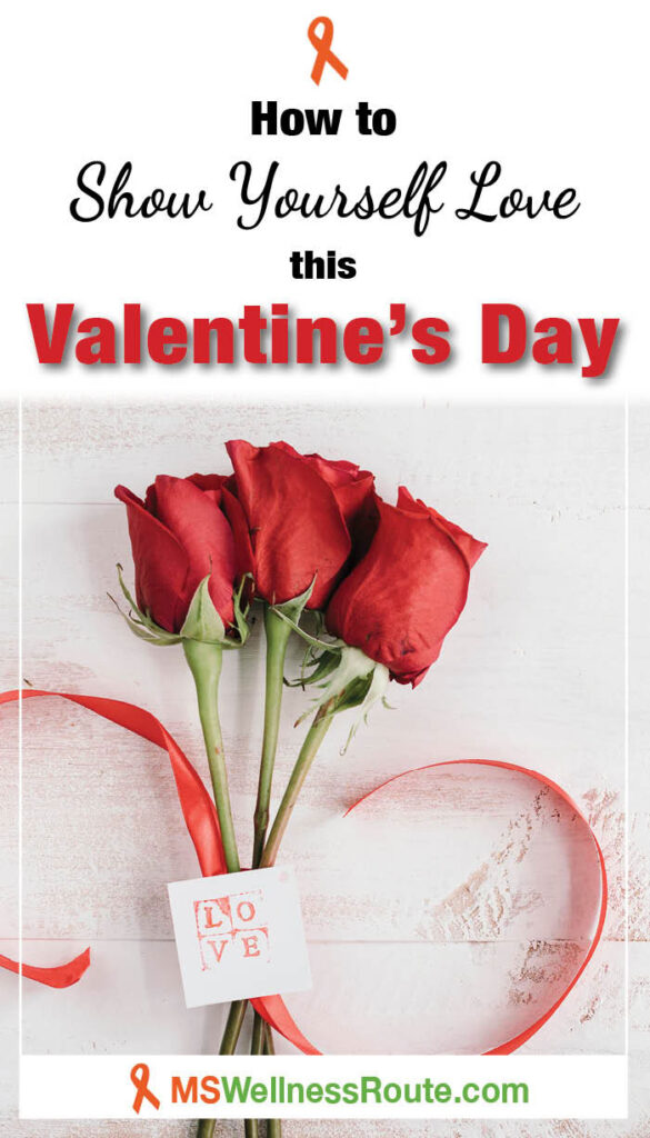 Red roses with red ribbon with headline: How to Show Yourself Love this Valentine's Day