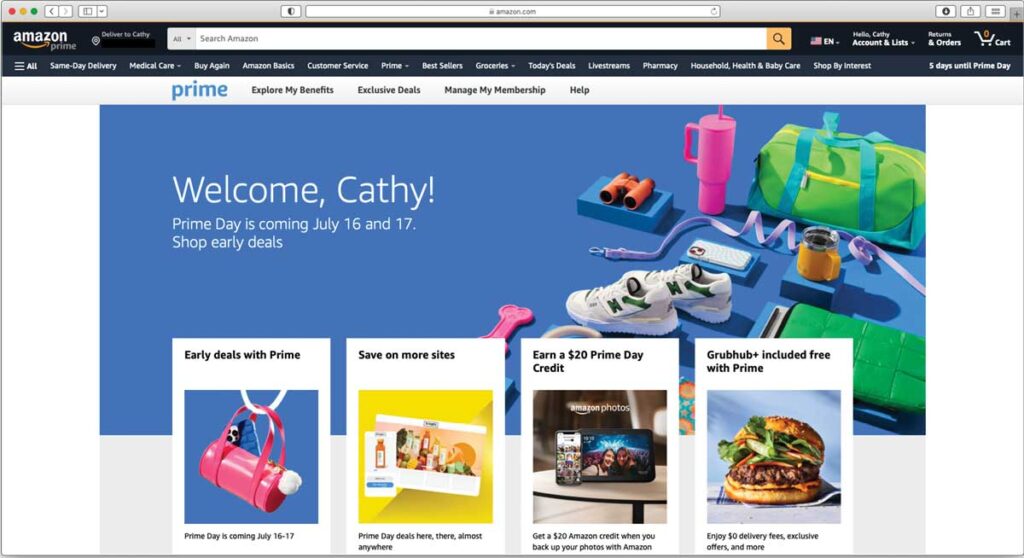 Image of Amazon membership page.