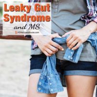 Woman wearing denim shorts and denim shirt tied around waist with overlay: Leaky Gut Syndrome and MS