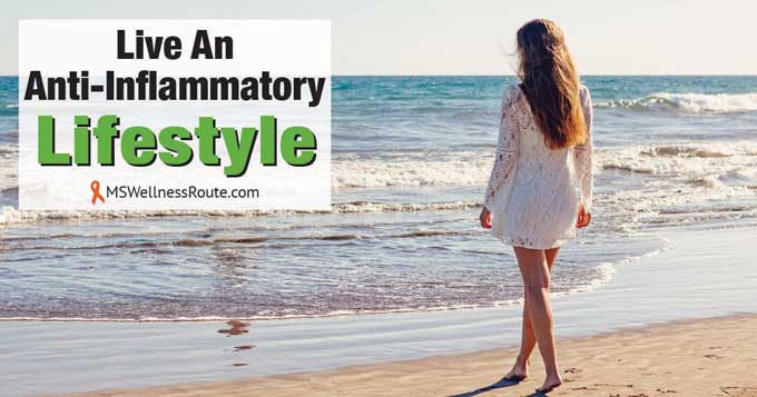 Woman walking on beach with overlay: Live an Anti-inflammatory Lifestyle