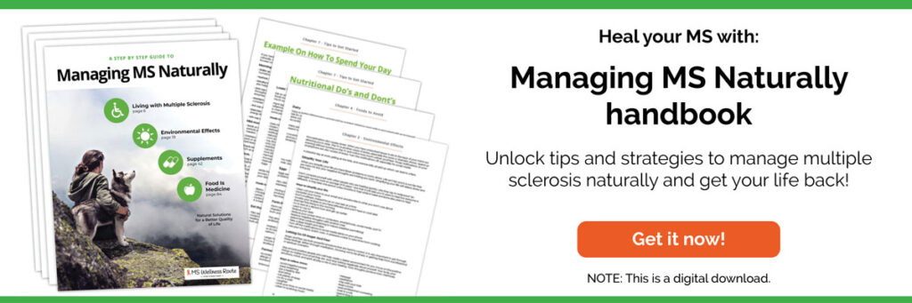 Ad for Managing MS Naturally handbook.