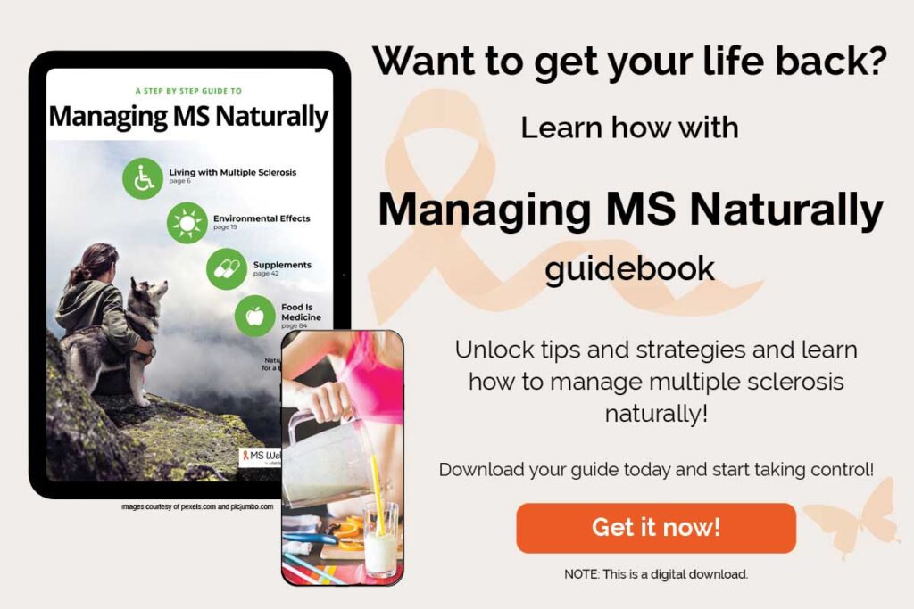 Ad for Managing MS Naturally guide book.