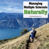 Woman overlooking mountain with overlay: Managing MS Naturally