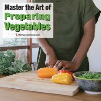 Young woman chopping vegetables with overlay: Master the Art of Preparing Vegetables