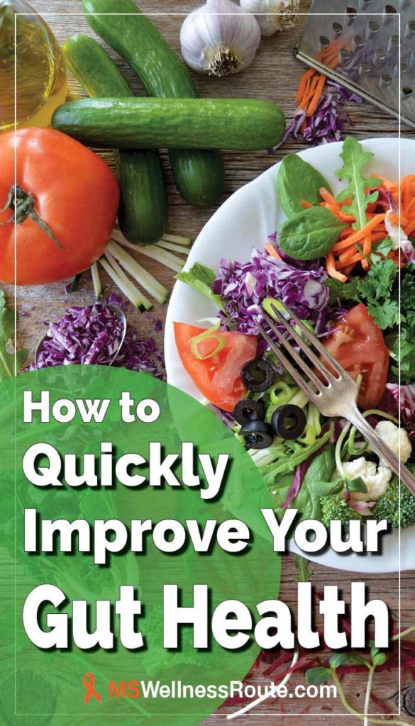 Colorful salad with overlay: How to Quickly Improve Your Gut Health