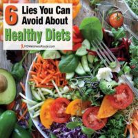 Colorful garden salad with overlay: 6 Lies You Can Avoid About Healthy Diets