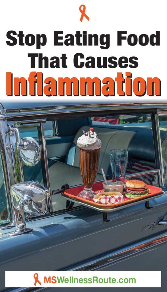 Dining at a carhop with headline: Stop Eating Food That Causes Inflammation