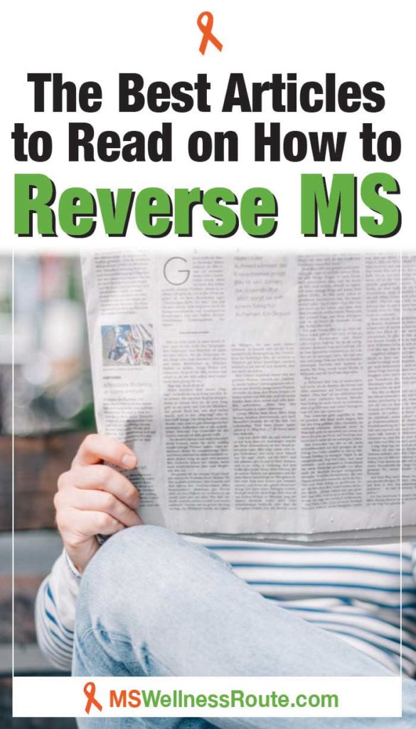 Person reading a newspaper with headline: The Best Articles to Read on How to Reverse MS