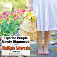 Barefoot woman holding basket of flowers with overlay: Tips for People Newly Diagnosed with MS part 2