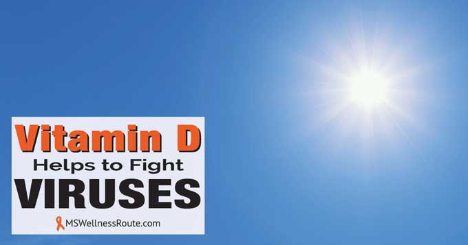 Blue sky and bright sun with overlay: Vitamin D Helps to Fight Viruses