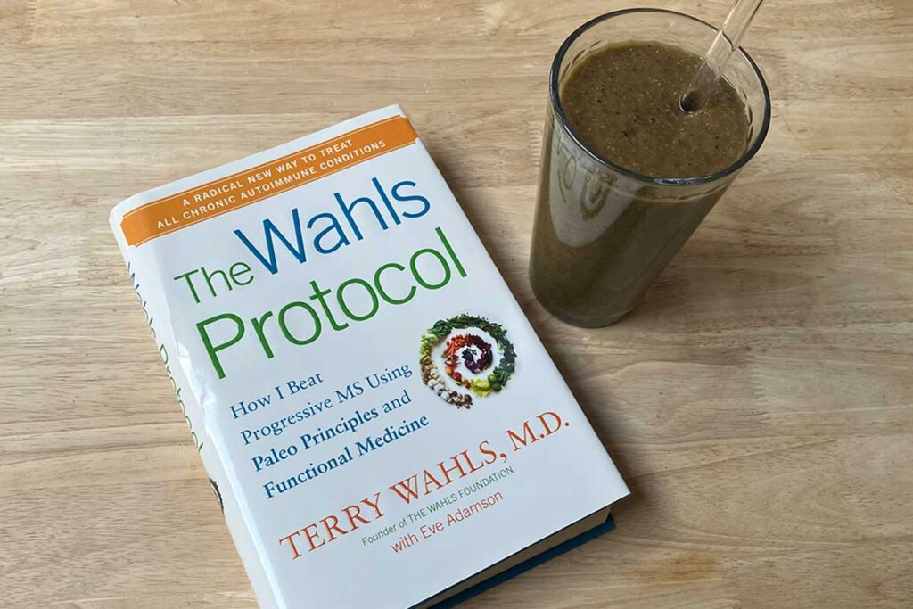 Whals Protocol book next to Wahls Protocol Smoothie.