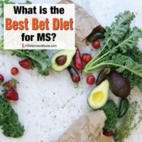 Produce spilling out of grocery bags with overlay: What is the Best Bet Diet for MS?