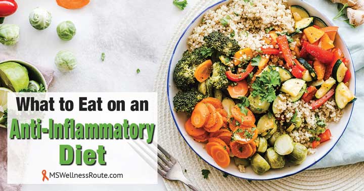A plate full of vegetables with overlay: What to Eat on an Anti-Inflammatory Diet