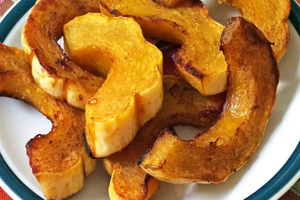 Close up of delicata squash. 