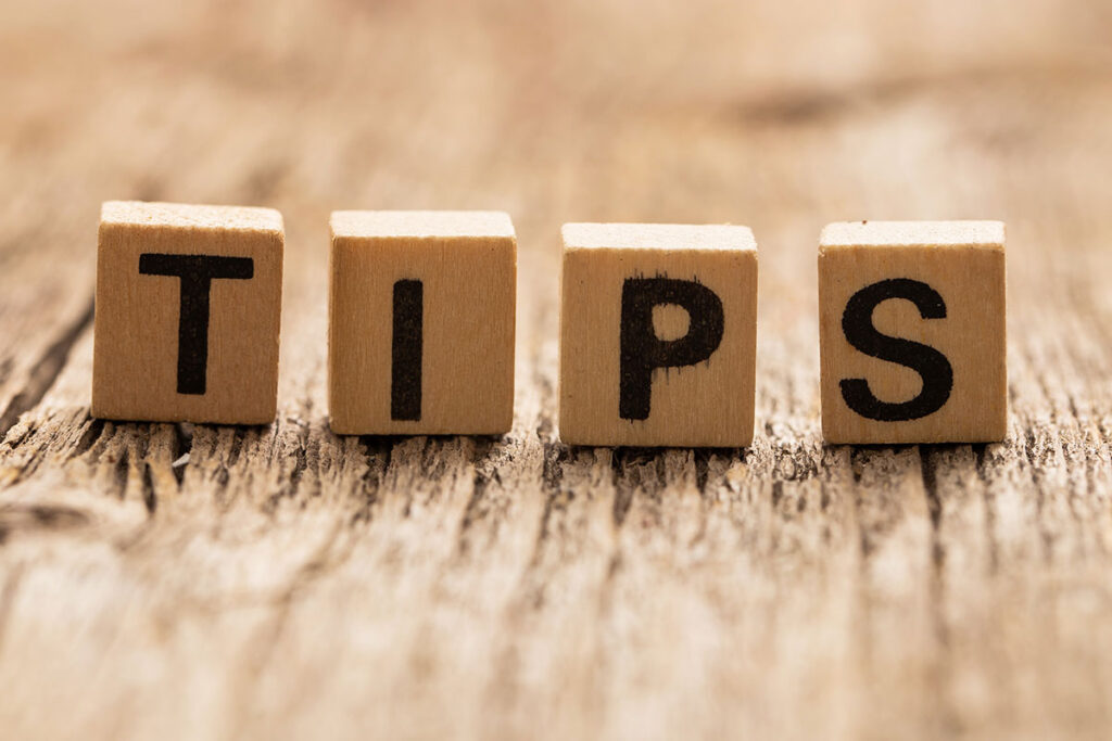 Toy bricks on the table with word TIPS.